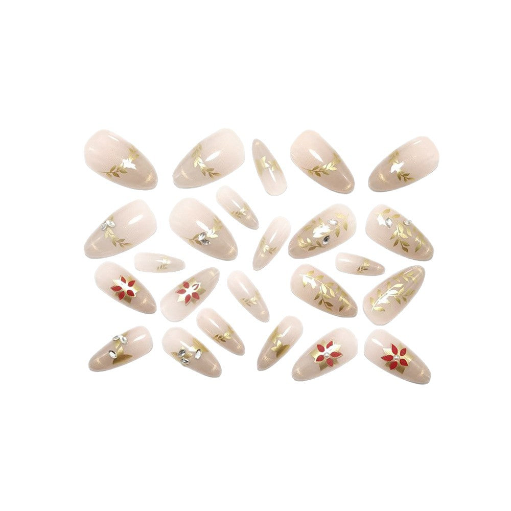 Elegant artificial nails with sparkling floral decorations Bowlift