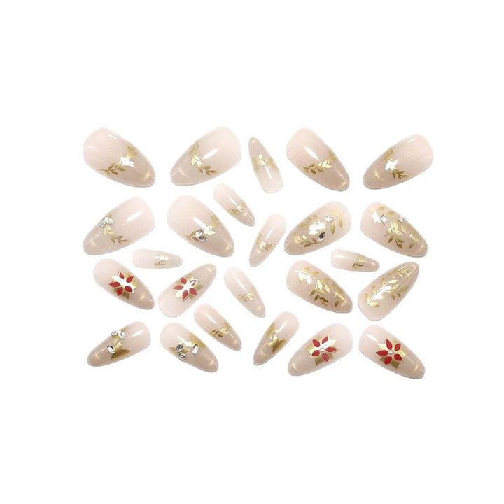 Elegant artificial nails with sparkling floral decorations Bowlift