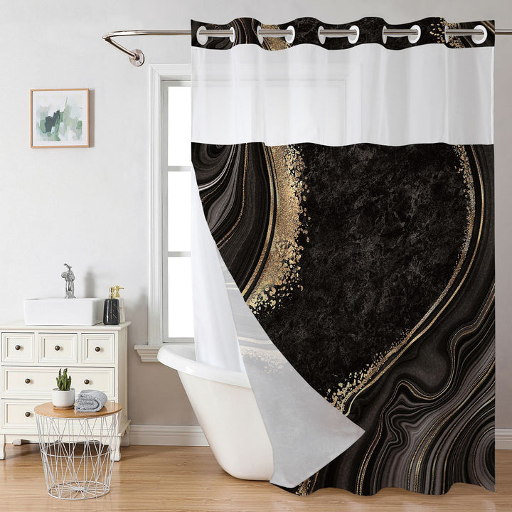 Elegant Marble Design Shower Curtain Bowlift