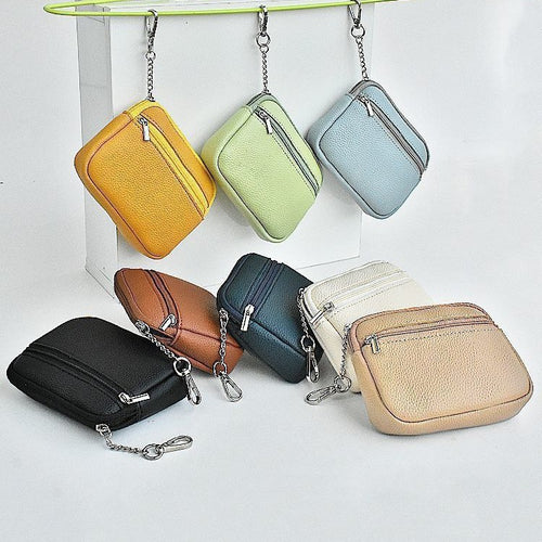 Compact Leather Zippered Card Wallet Bowlift