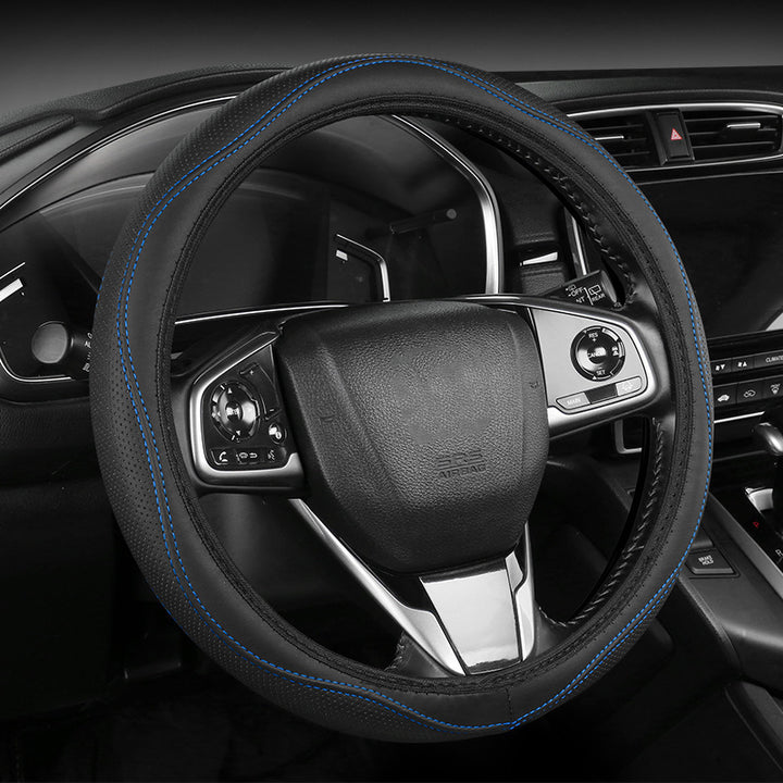 Premium Perforated Leather Steering Wheel Cover with Anti-Slip Cushion Bowlift