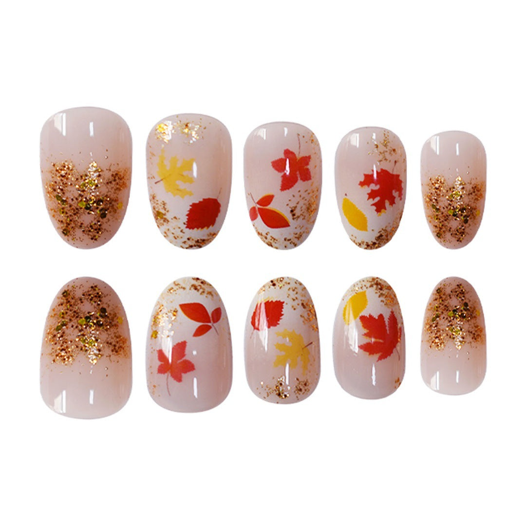 Autumn-Themed Press-On Nail Set Bowlift
