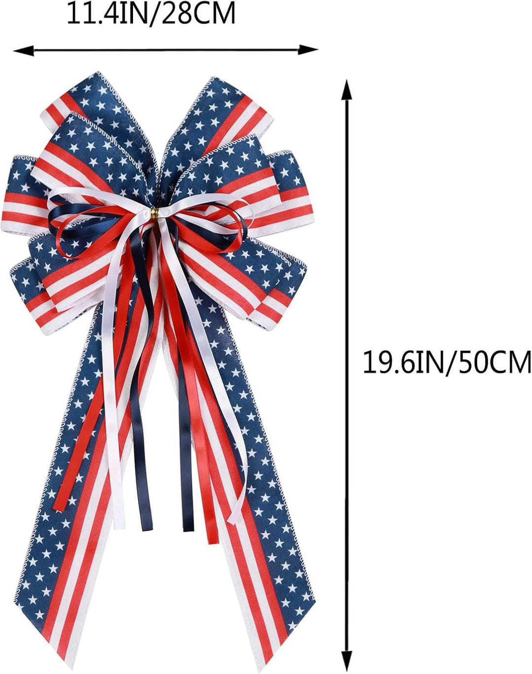 Unisex nan patriotic star striped decorative wreath bow with long tails Bowlift