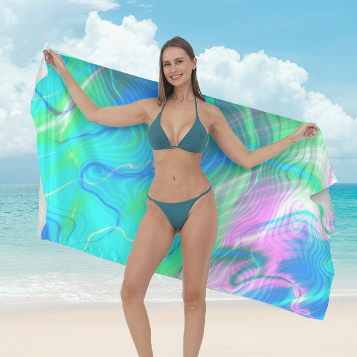 Beach towel with vibrant tropical plant motif Bowlift