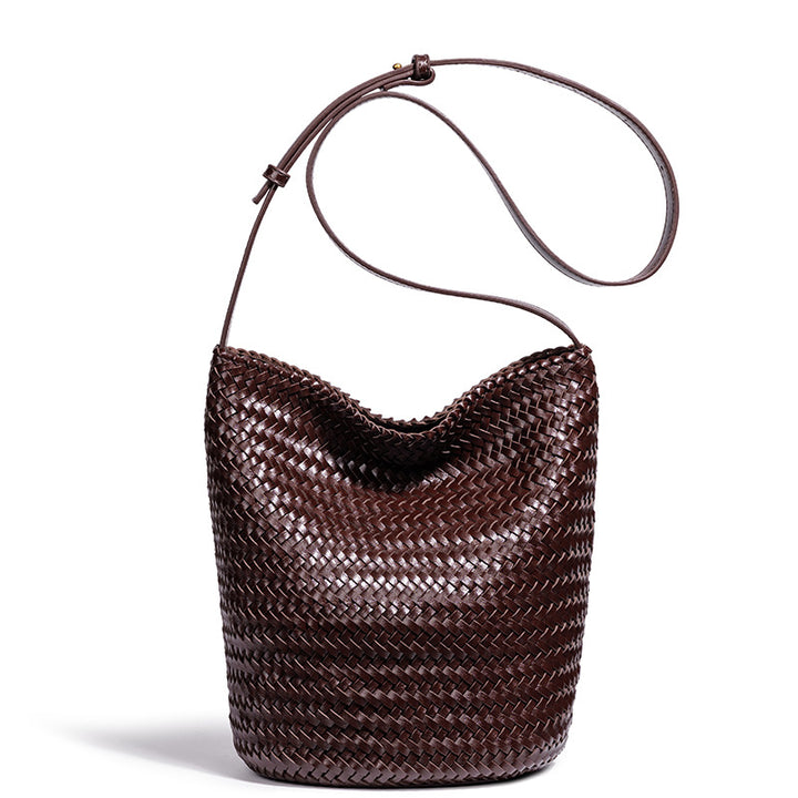Handwoven Leather Bucket Bag Bowlift