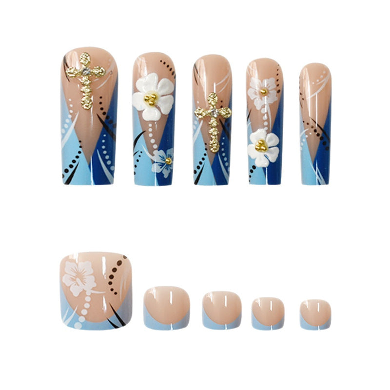 Decorative Floral Press-On Nail Art Extensions Bowlift 1787913951
