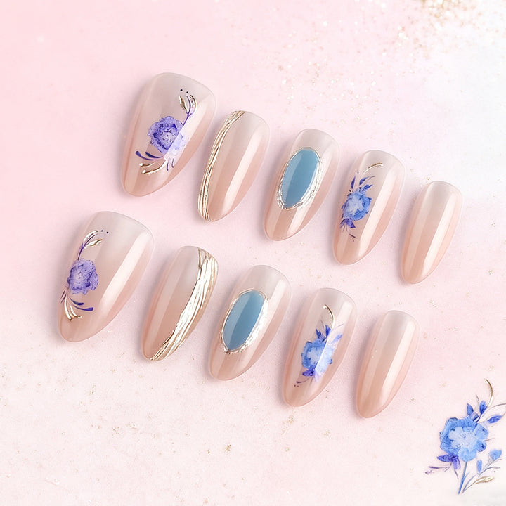 Artistic Floral Press-On Nail Art Set Bowlift
