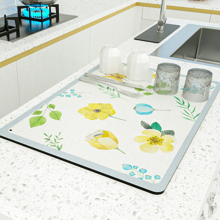 Floral Pattern Kitchen Mat Bowlift