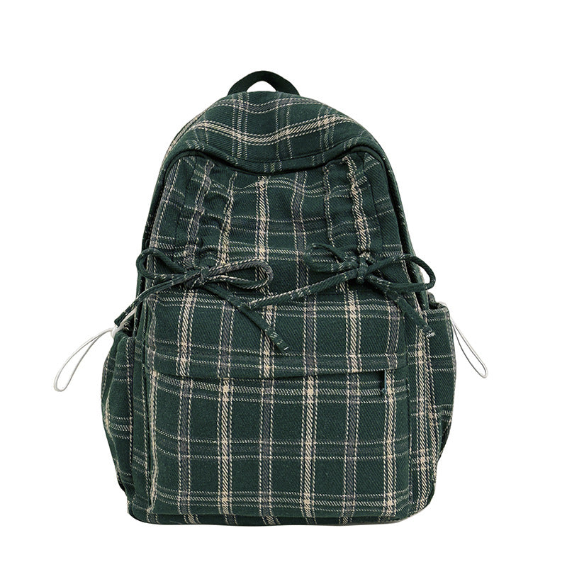 Checked Casual Drawstring Backpack Bowlift