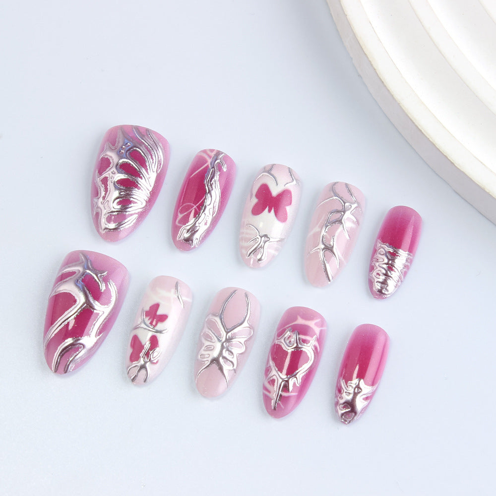 Artistic Butterfly-Themed Press-On Nails Bowlift