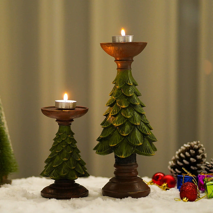 Green Cedar Christmas Tree Candle Holder Ornament