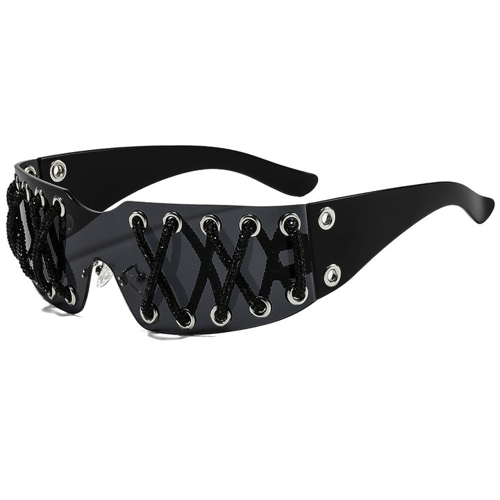 Women futuristic design sunglasses with unique decor Bowlift