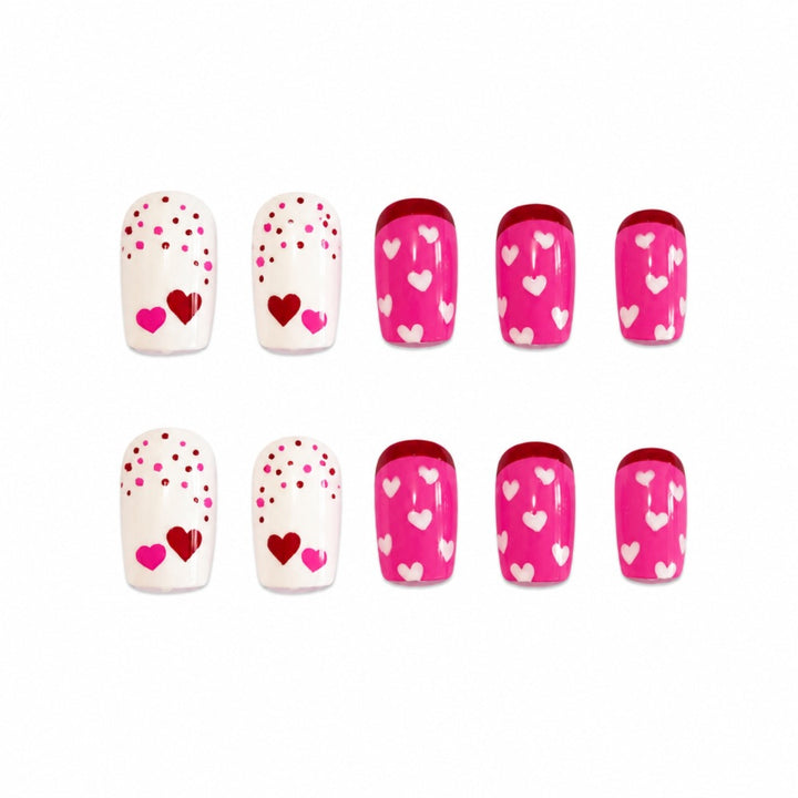 Artificial nails with romantic heart design and creative details Bowlift