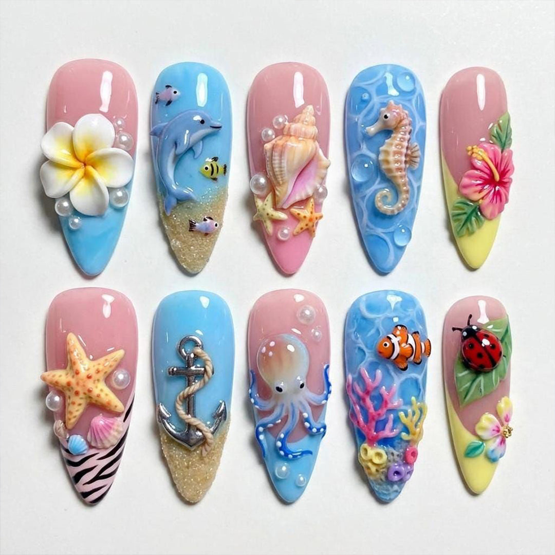 Ocean-Inspired 3D Nail Art Set Bowlift