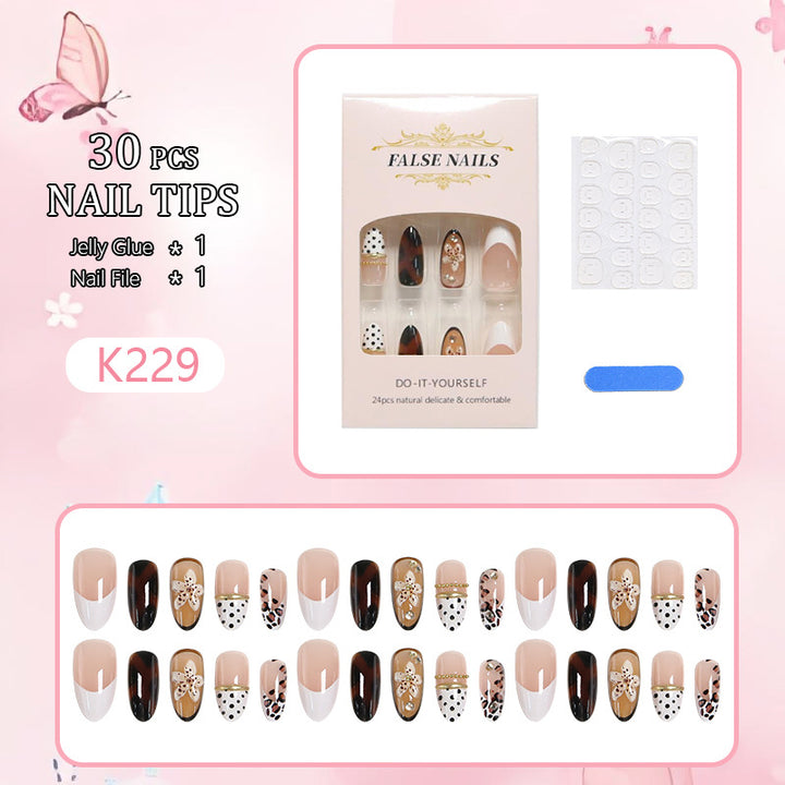Artificial Nail Set with Floral and Glamorous Design Bowlift