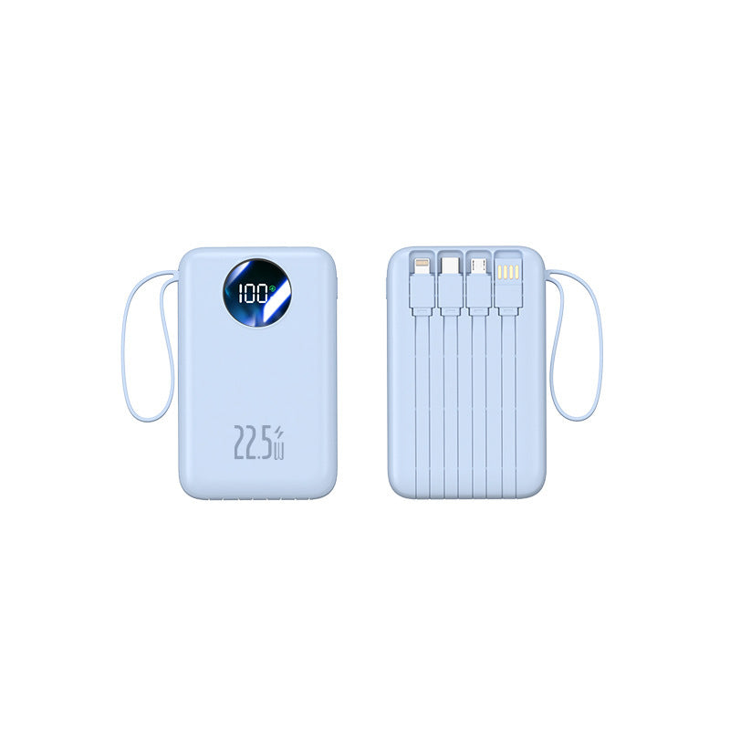 Portable power bank with integrated digital capacity display and flexible cable management Bowlift