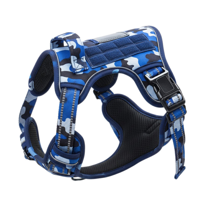 Padded no-pull tactical dog harness with sturdy handle and reflective trim Bowlift