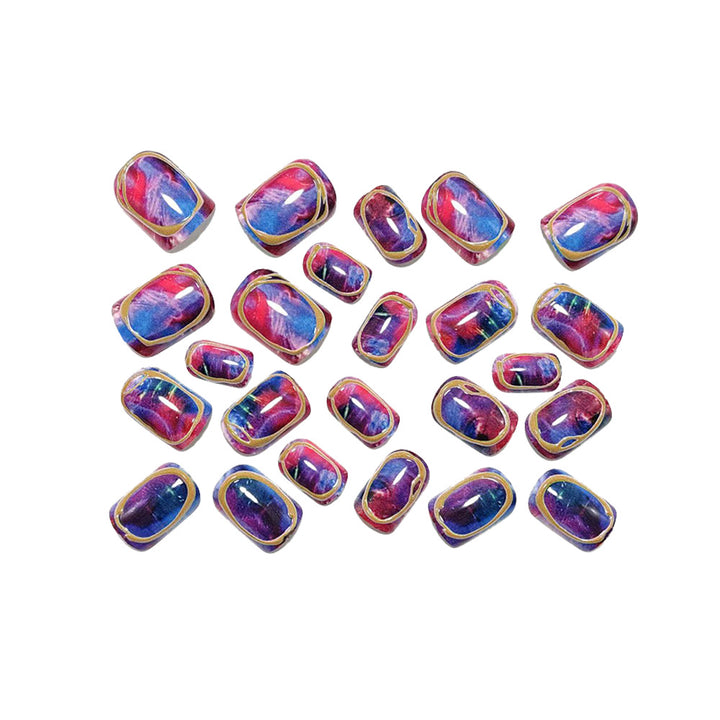 Glamorous artificial nail design with metallic edge Bowlift