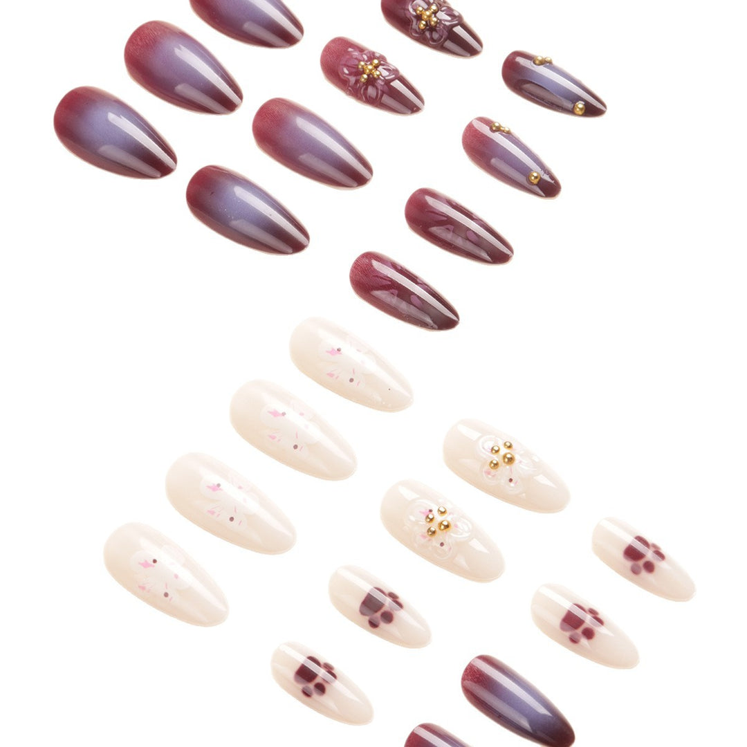 Floral Embellished Stiletto Nail Art Bowlift