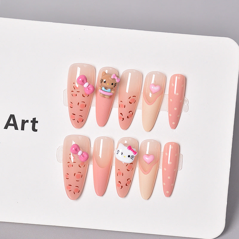 Glamorous Heart-Themed Press-On Nail Set Bowlift