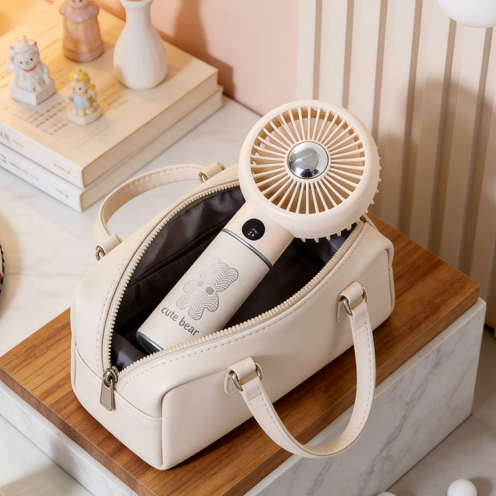 Women's Portable Mini Fan with Digital Display Bowlift