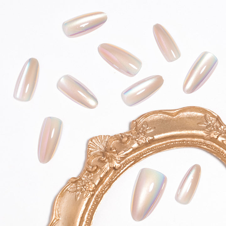 Iridescent Glossy Press-On Nail Set Bowlift