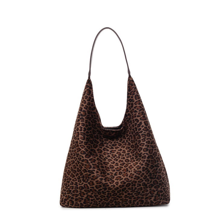 Suede Leopard Print Hobo Bag Bowlift