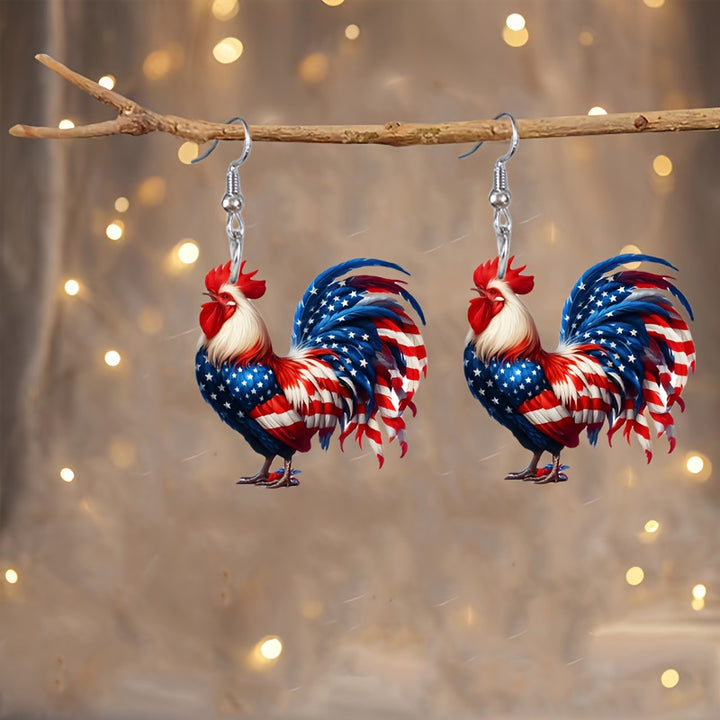 Ladies playful Gnome earrings made of acrylic with patriotic stars-and-stripes motif and skin-friendly hooks Bowlift
