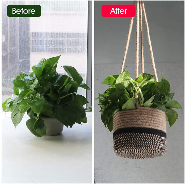 Hanging Rope Planter Basket with Long Suspension Straps Bowlift