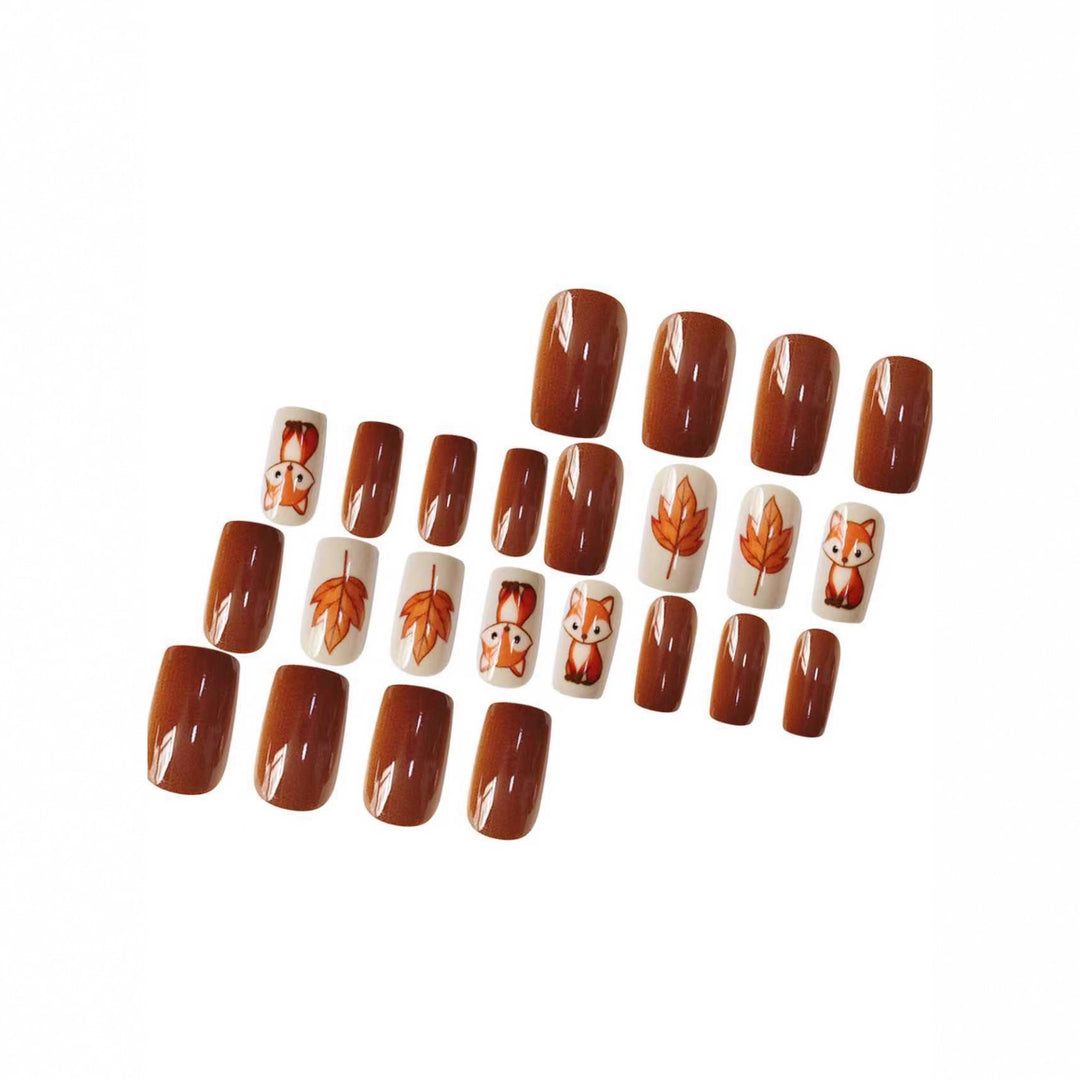 Thematic Fox and Leaf Nail Art Set Bowlift