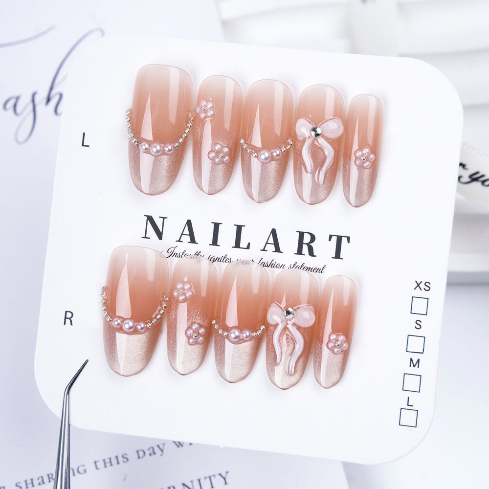 Artistic Press-On Nail Set with Cute Character Designs Bowlift