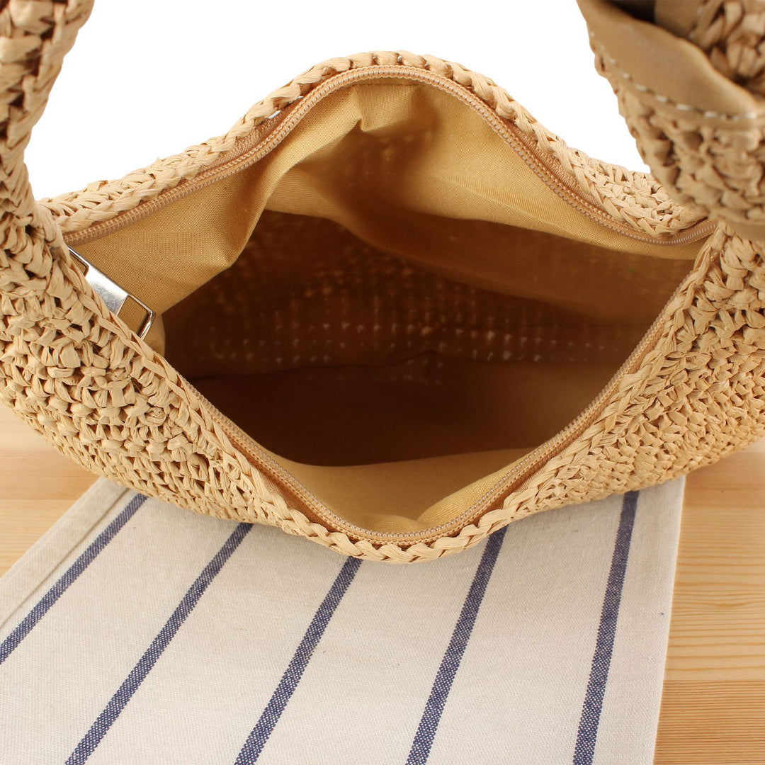 Shoulder bag made of hand-knotted natural material with stylish knot closure Bowlift