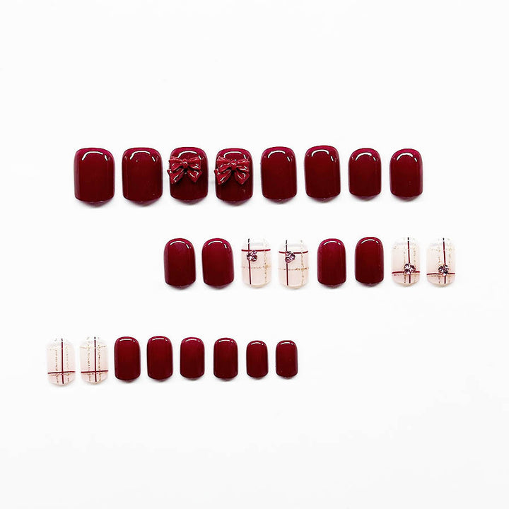 Decorative Press-On Nail Art Extensions with Bow Accents Bowlift