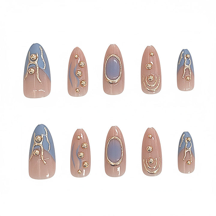 Artistic Metallic Press-On Nail Set Bowlift