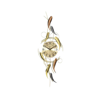 Artistic Wall Clock with Leaf Motif Bowlift