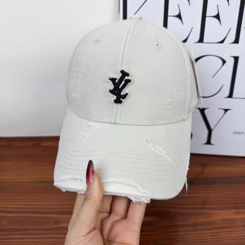 Men's Distressed Denim Adjustable Baseball Cap Bowlift