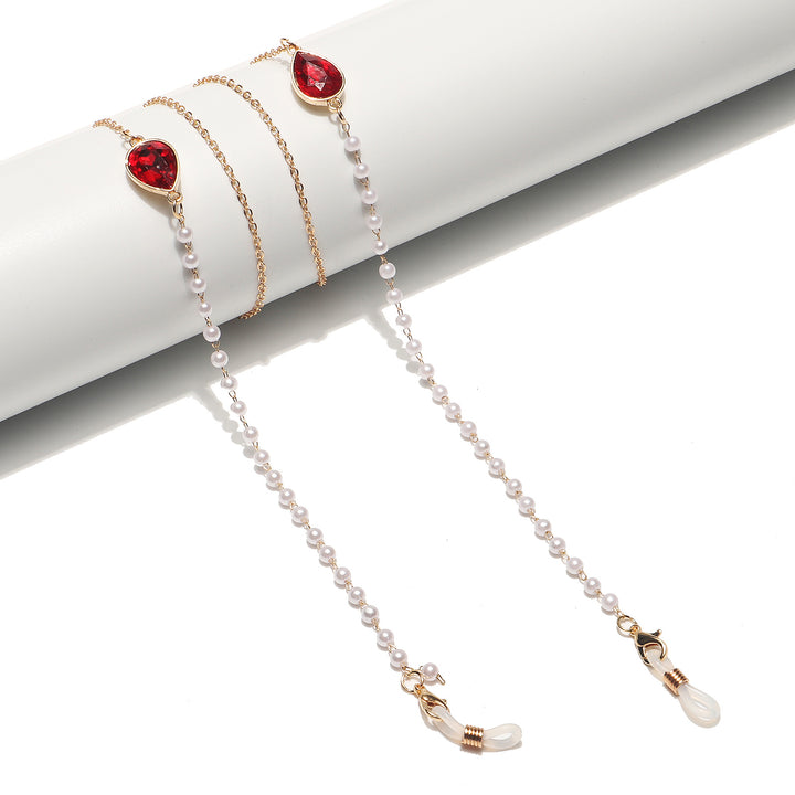 Elegant Pearl and Crystal Eyewear Chain Bowlift