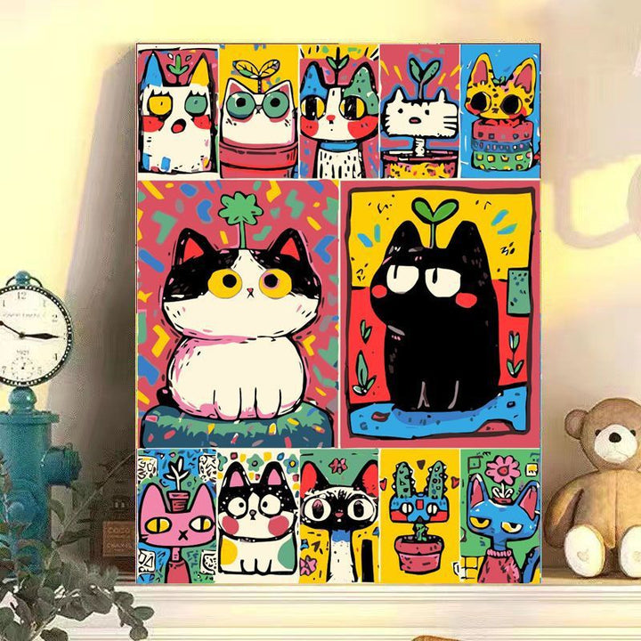 Playful Cat-Themed Canvas Wall Art Bowlift
