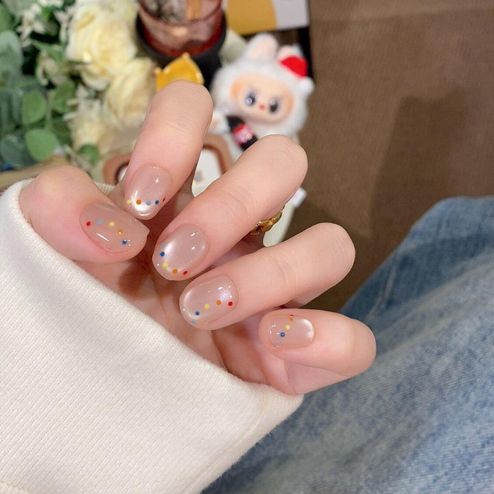 Decorative artificial nails with colorful dots Bowlift