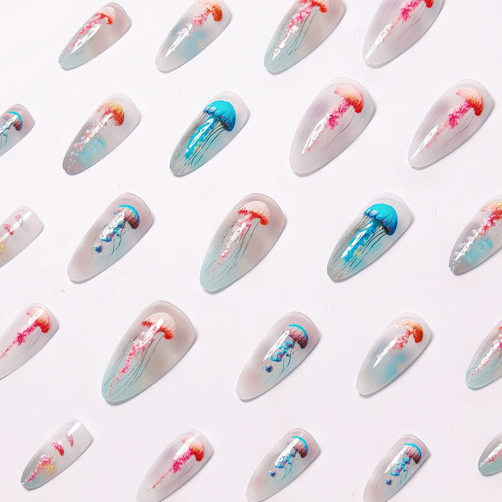 Artistic Jellyfish Design Nail Art Bowlift