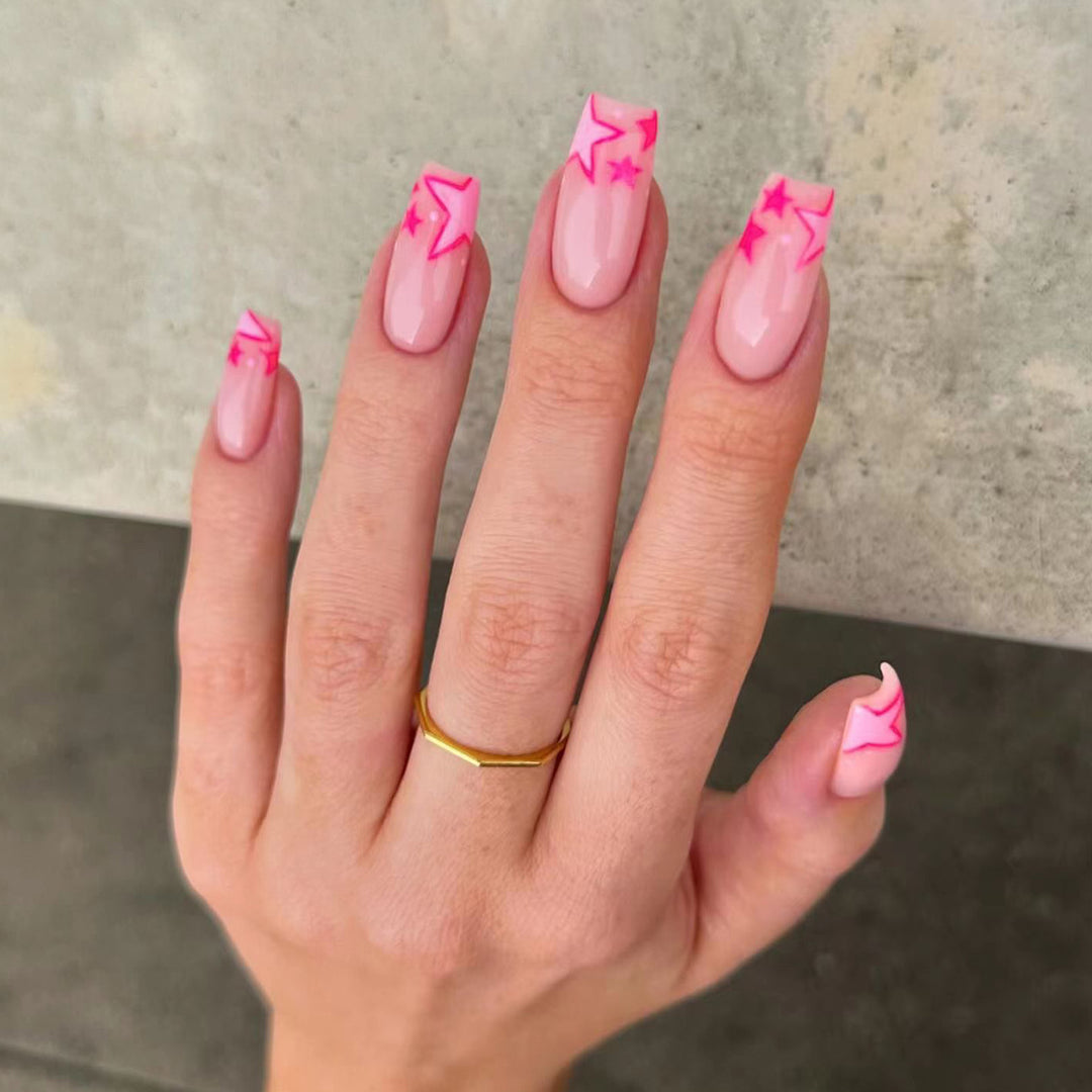Artful nail art with neon colored stars Bowlift