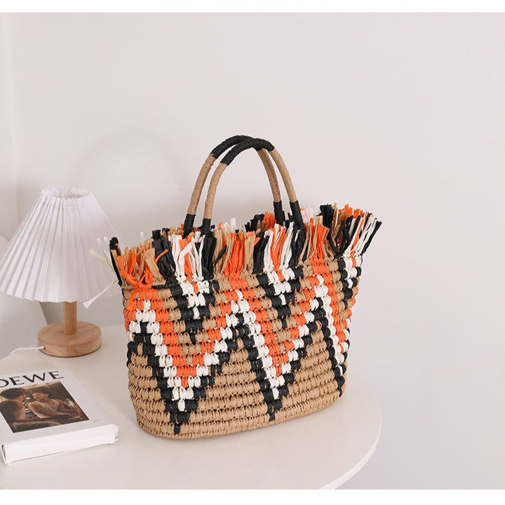 Stylish straw bag with eye-catching pattern Bowlift