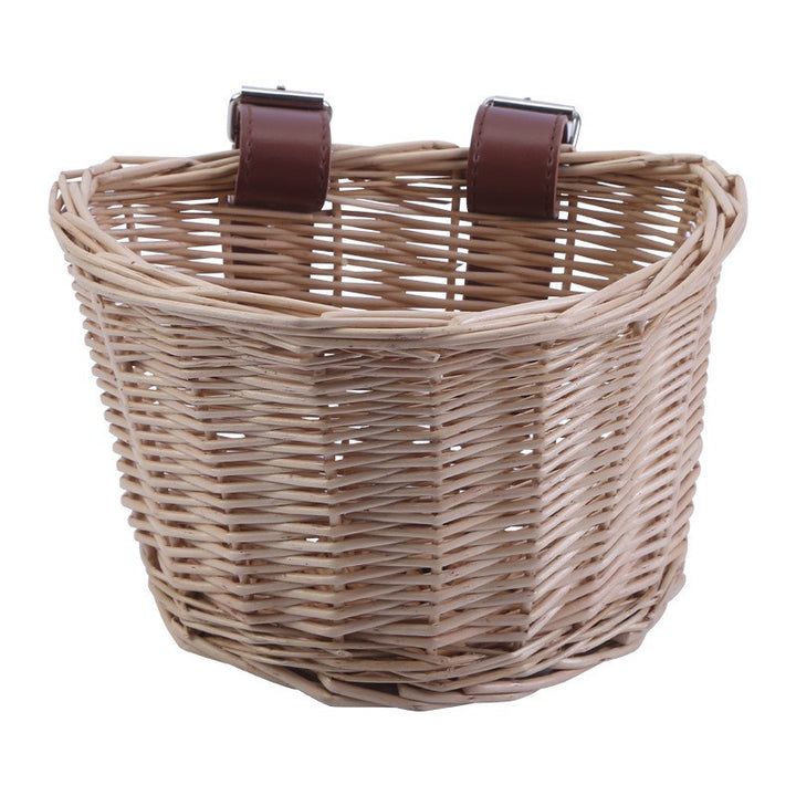 Unisex bicycle basket made of woven material with leather straps Bowlift