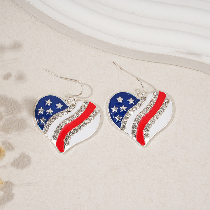 Ladies nan square crystal drop earrings with star grid and fine ear hook Bowlift