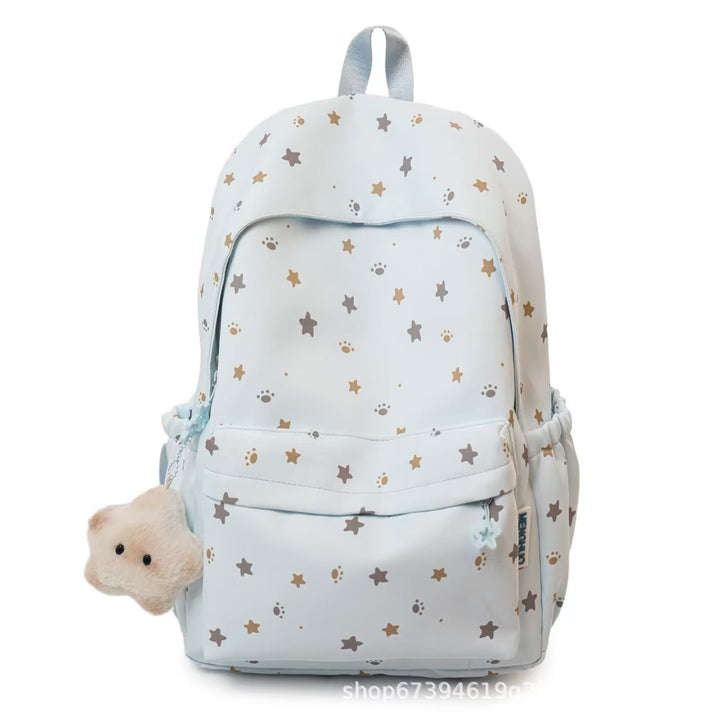 Star-Patterned Soft Fabric Backpack Bowlift