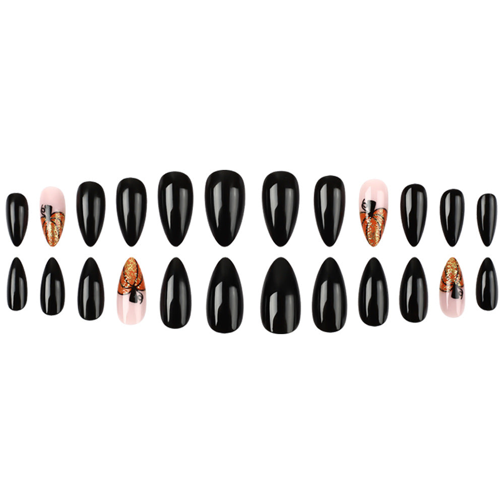 Pumpkin-Themed Artistic Press-On Nail Set Bowlift