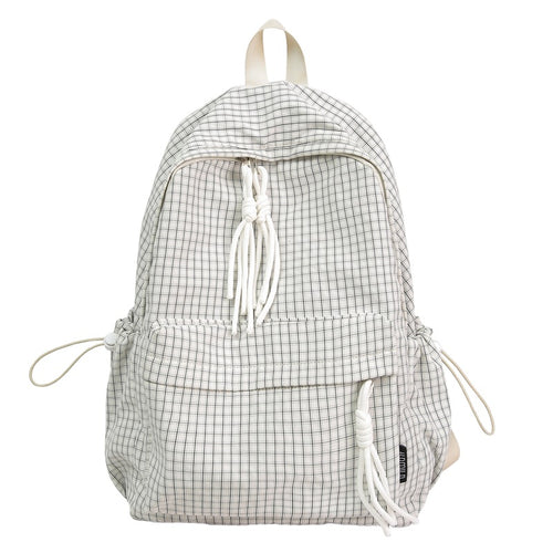 Casual Grid Patterned School Backpack Bowlift