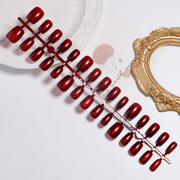 Glittery Short Square Press-On Nail Set Bowlift