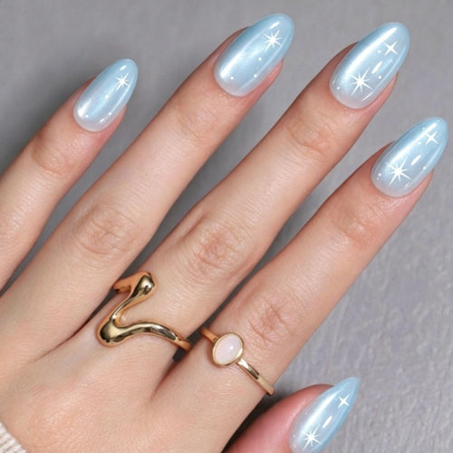 Celestial-Themed Glossy Press-On Nails Bowlift