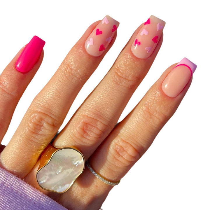 Heart-Themed Gel Nail Extensions Bowlift